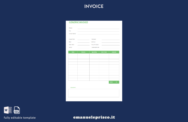 modello di fattura generica gratuita in stile verificato